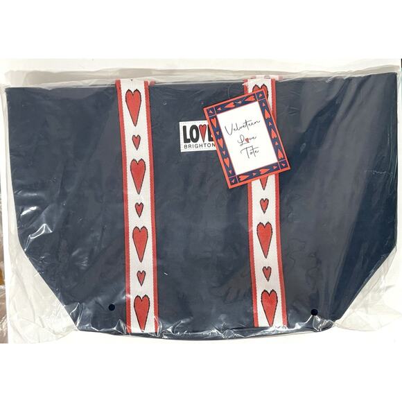 NWT - BRIGHTON Navy Red Love Tote Brand New w Tags In Unopened Plastic Packaging - Picture 2 of 6